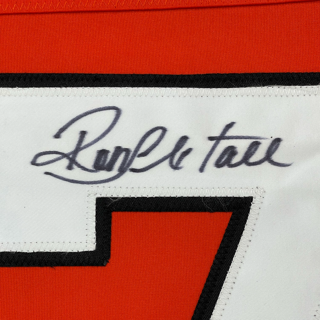 Framed Autographed/Signed Ron Hextall 35x39 Philadelphia Orange Hockey Jersey JSA COA