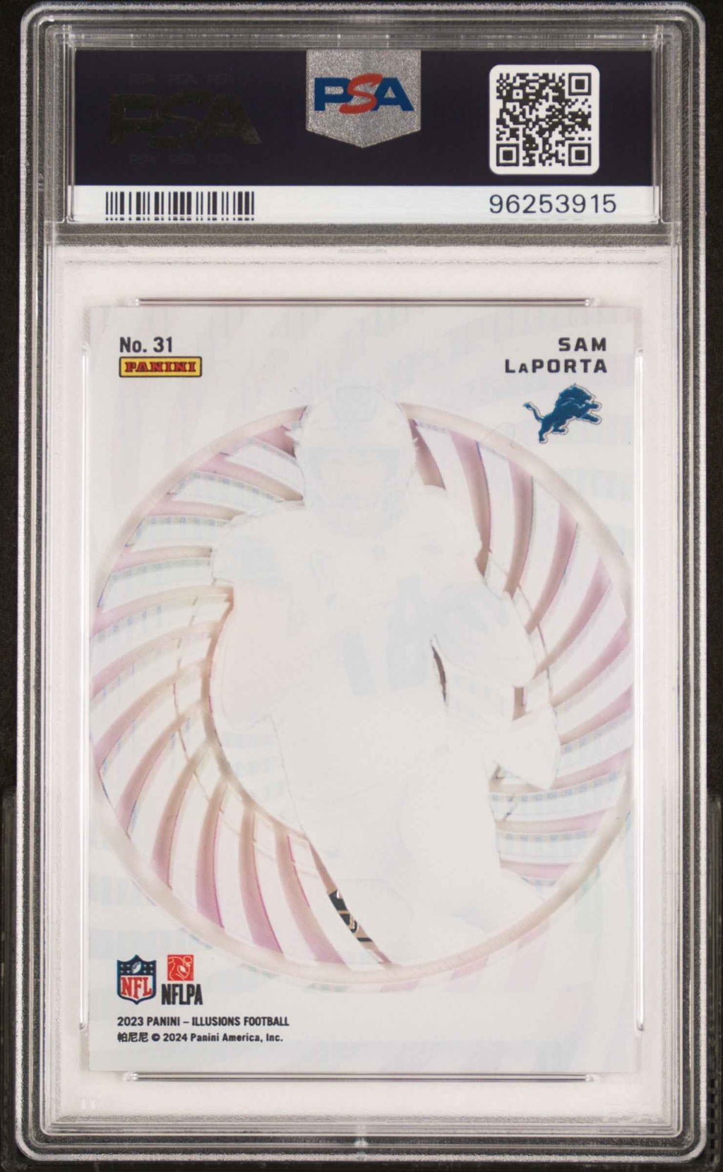 Graded 2023 Panini Illusions Sam LaPorta #31 Mystique Rookie RC Football Card PSA 10 Gem Mint