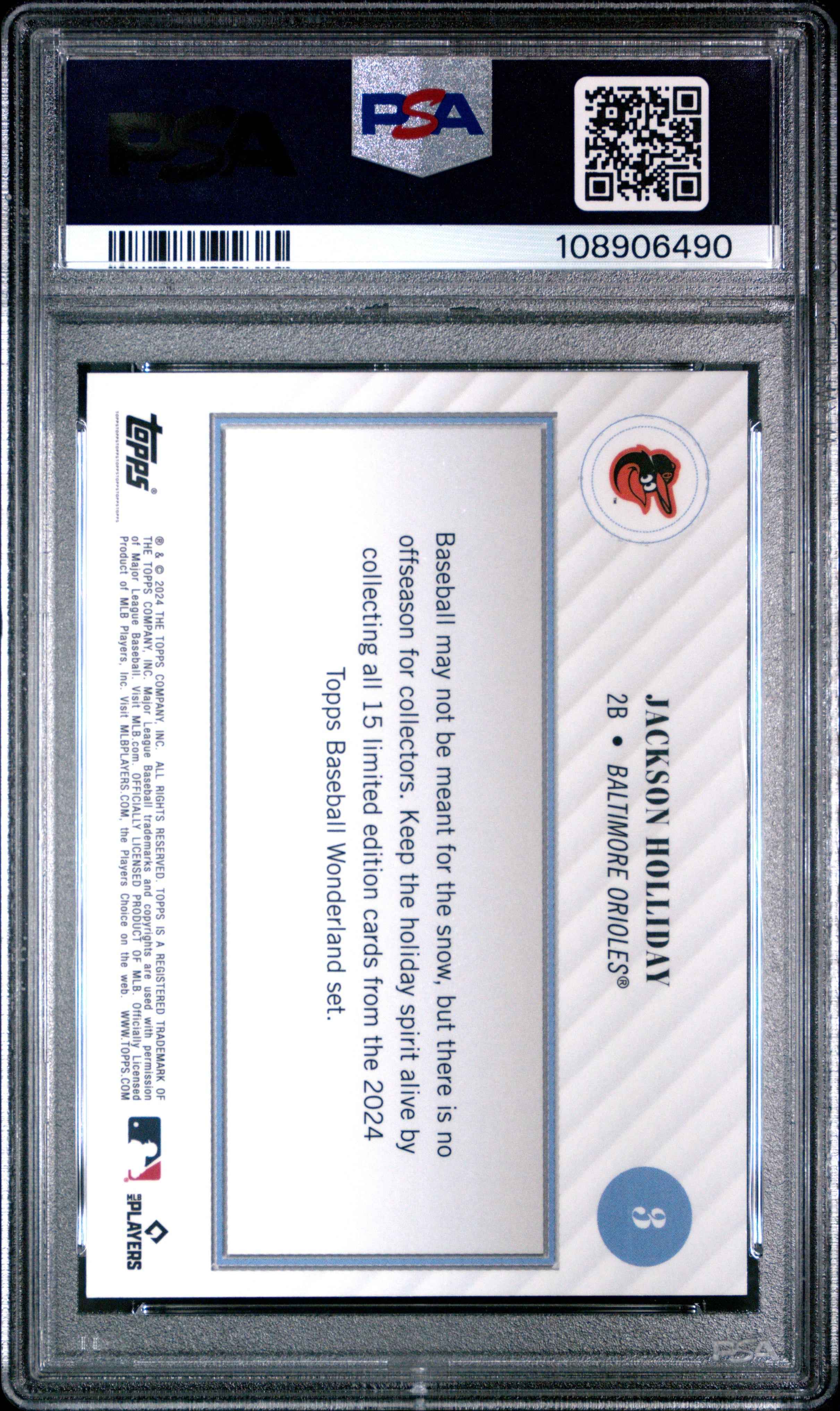 Graded 2024 Topps Wonderland Jackson Holliday #3 Rookie RC Baseball Card PSA 8 Near Mint