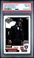 Graded 2025 Panini Instant Ashton Jeanty #NFLDN6 NFL Draft Night Rookie RC Football Card PSA 8 Near Mint