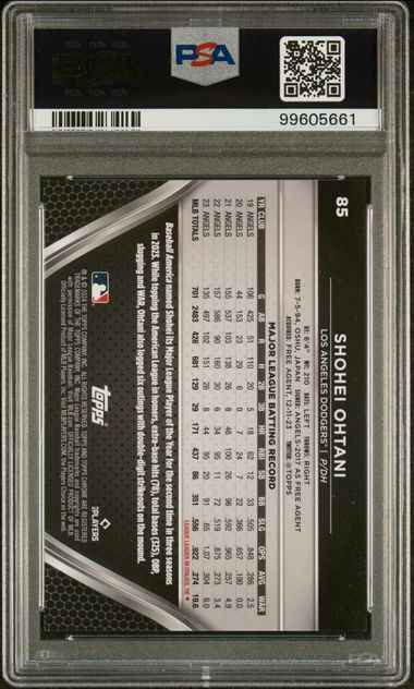 Graded 2024 Topps Chrome Black Shohei Ohtani #85 /99 Green Refractor Baseball Card PSA 10 Gem Mint