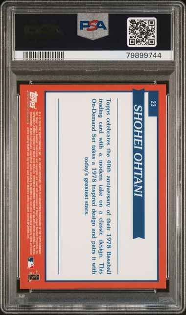Graded 2018 Topps On Demand Shohei Ohtani #23 Inspired by 1978 Rookie RC Baseball Card PSA 10 Gem Mint