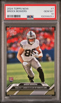 Graded 2024 Topps Now Brock Bowers #7 Rookie RC Football Card PSA 10 Gem Mint