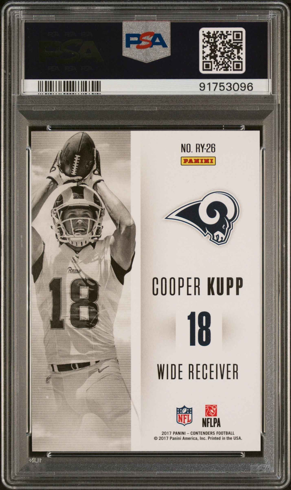 Graded 2017 Panini Contenders Cooper Kupp #RY26 ROY Contenders Rookie RC Football Card PSA 10 Gem Mint