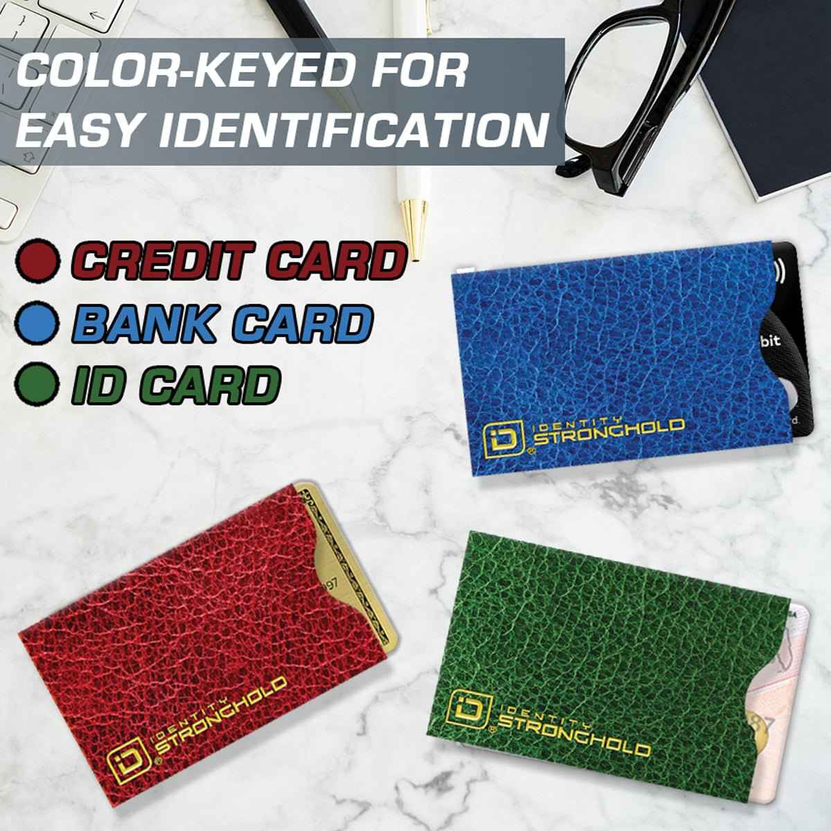 RFID Blocking Credit Card Sleeves - Leather Look 16 Pack