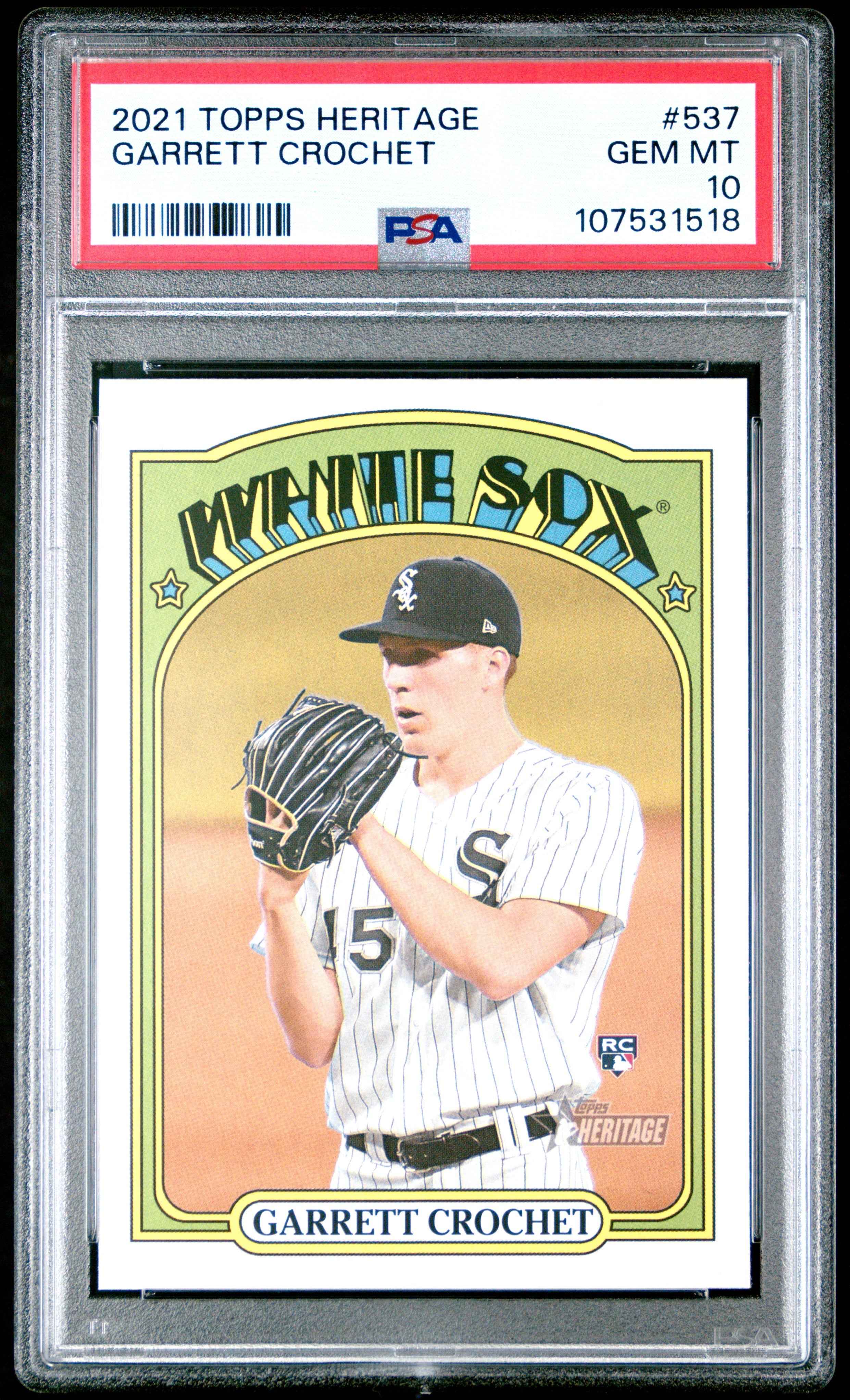 Graded 2021 Topps Heritage Garrett Crochet #537 Rookie RC Baseball Card PSA 10 Gem Mint