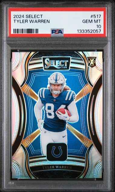 Graded 2024 Panini Select Tyler Warren #517 XRC Rookie RC Football Card PSA 10 Gem Mint