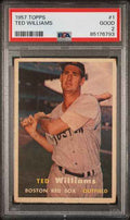 Graded 1957 Topps Ted Williams #1 Baseball Card PSA 2 Good
