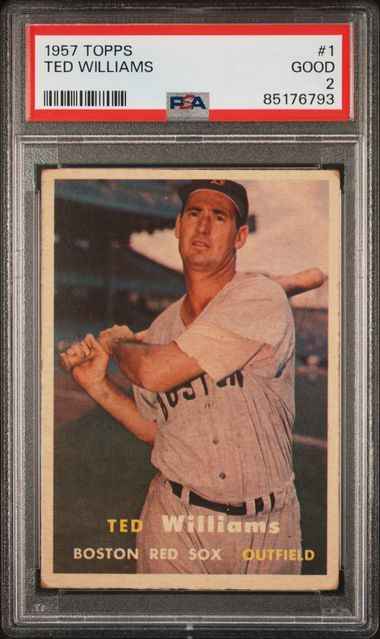 Graded 1957 Topps Ted Williams #1 Baseball Card PSA 2 Good
