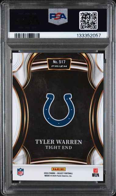 Graded 2024 Panini Select Tyler Warren #517 XRC Rookie RC Football Card PSA 10 Gem Mint