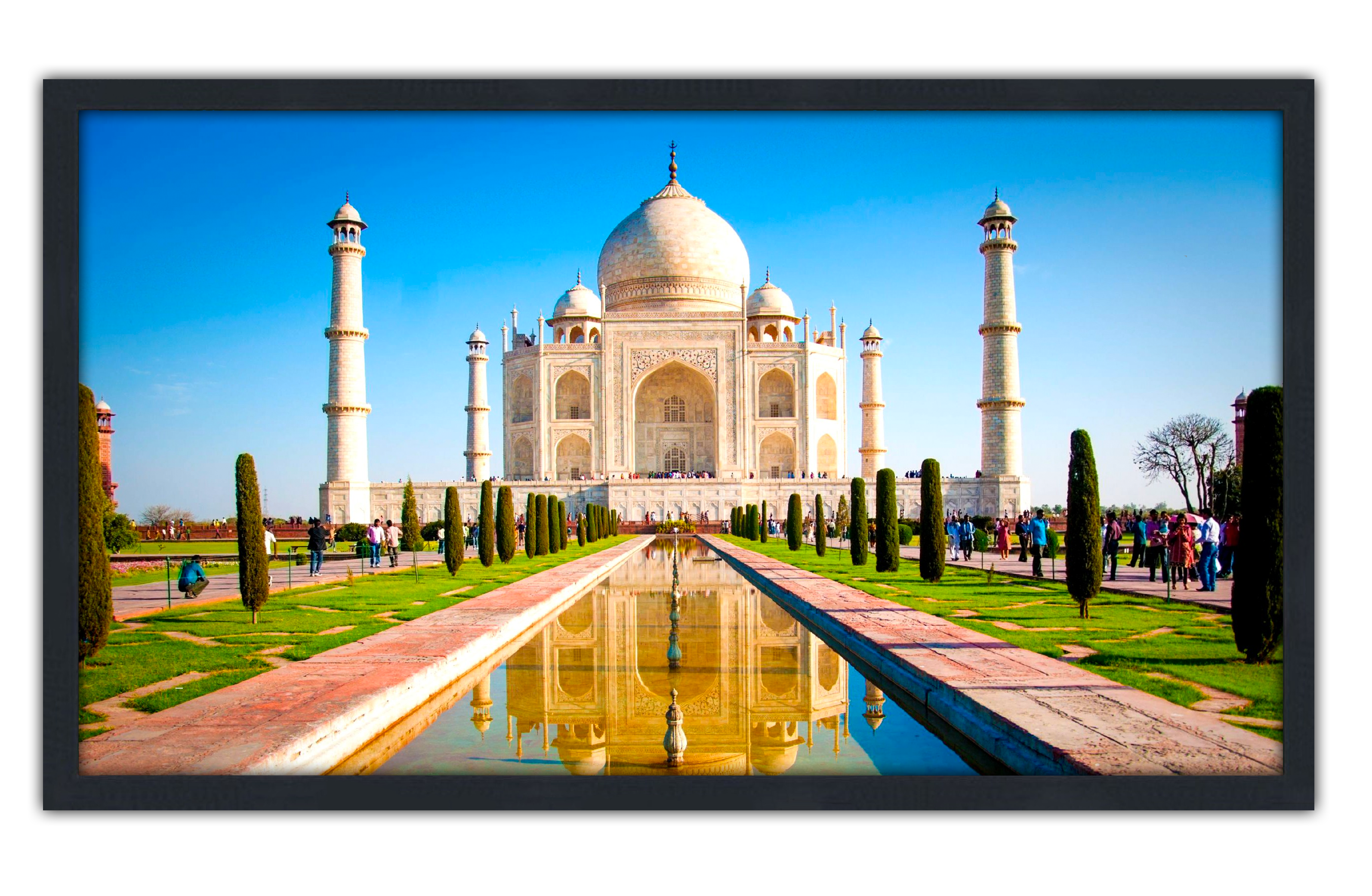 Professionally Framed Taj Mahal India Skyline High-Resolution Panoramic Photo 12x22 Wall Art