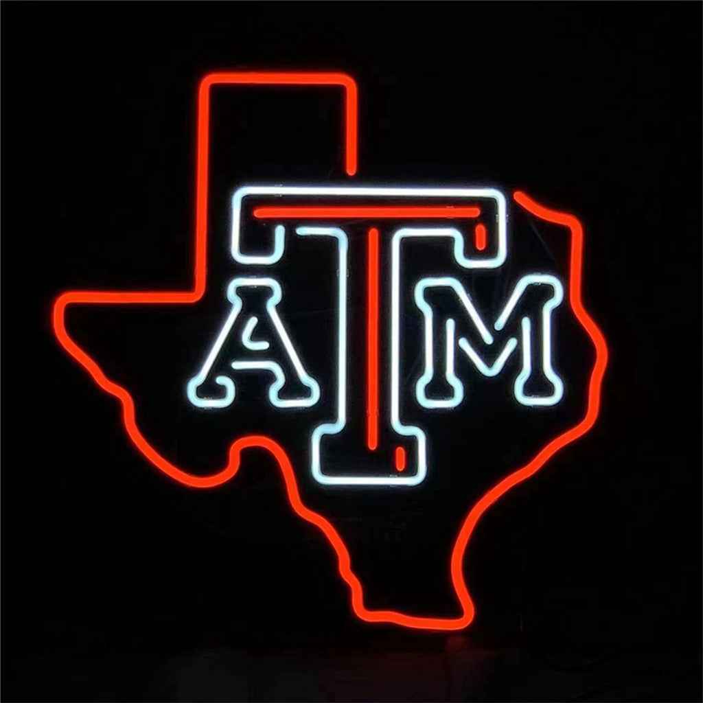 Texas Map with ATM Neon Signs Light