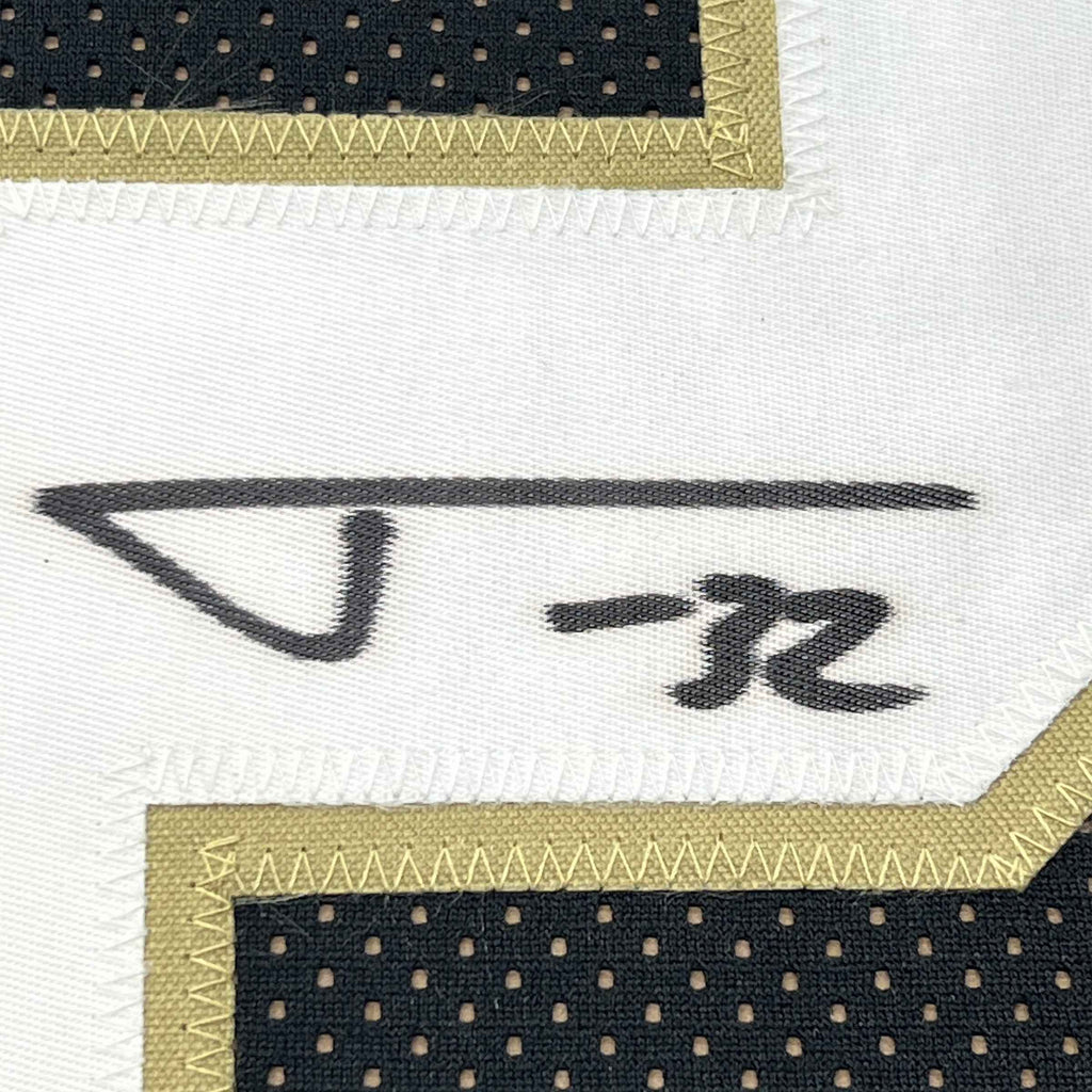 Framed Autographed/Signed Tyrann Mathieu 35x39 New Orleans Black Football Jersey JSA COA