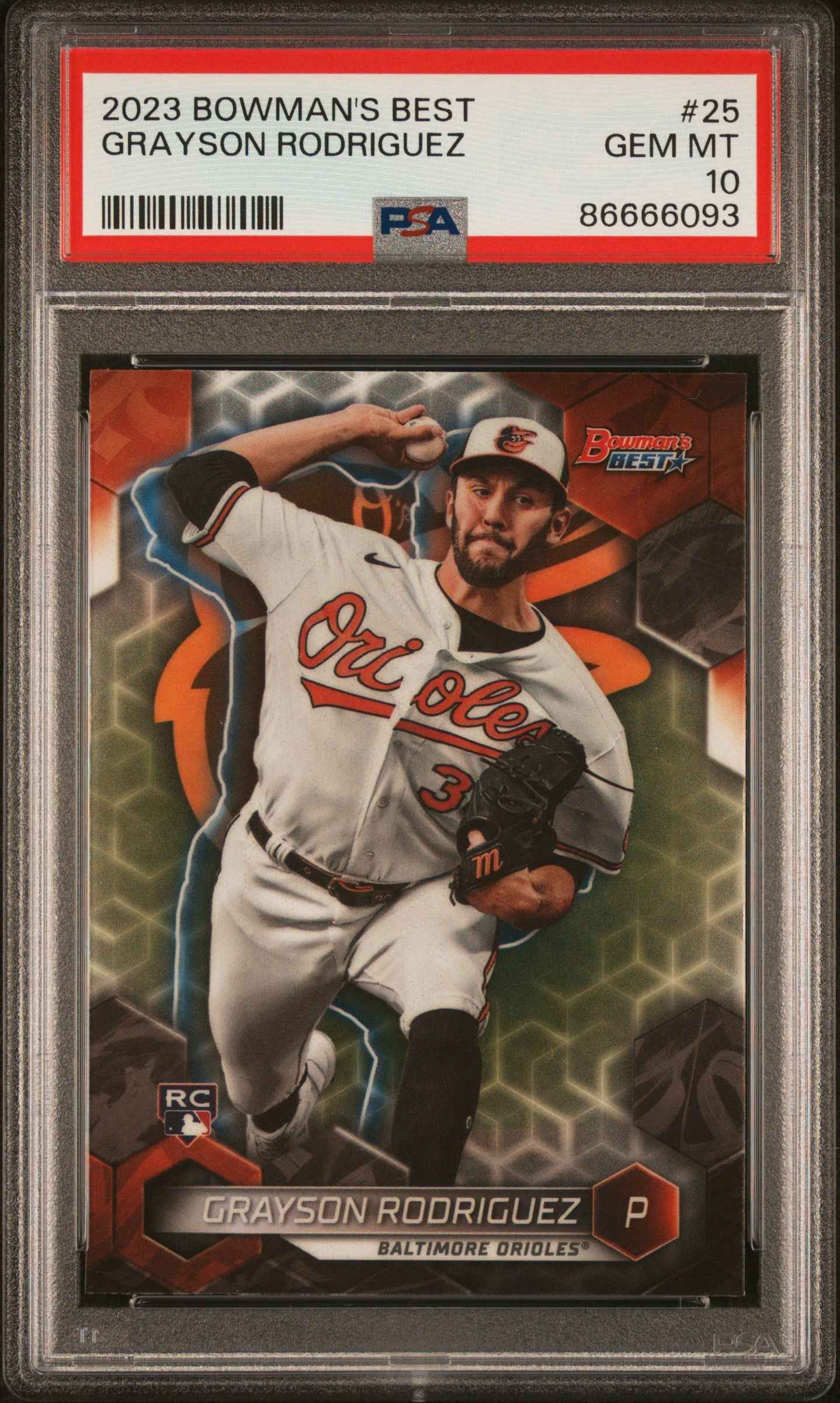 Graded 2023 Topps Bowmans Best Grayson Rodriguez #25 Rookie RC Baseball Card PSA 10 Gem Mint