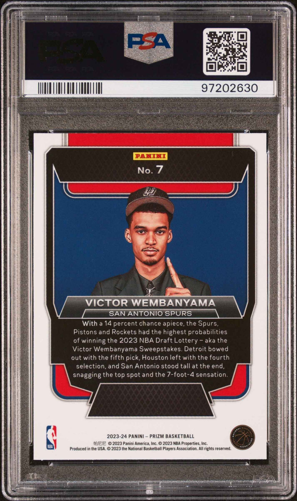 Graded 2023 Panini Prizm Victor Wembanyama #7 Luck of the Lottery Rookie RC Basketball Card PSA 10 Gem Mint