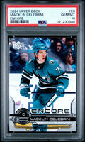 Graded 2024 Upper Deck Macklin Celebrini #E8 Encore Rookie RC Hockey Card PSA 10 Gem Mint