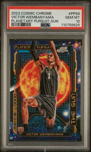 Graded 2023 Topps Cosmic Chrome Planetary Pursuit Sun Victor Wembanyama #PPS9 Rookie RC Basketball Card PSA 10 Gem Mint
