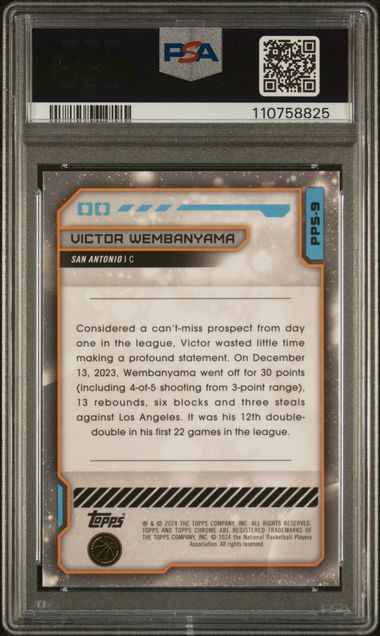 Graded 2023 Topps Cosmic Chrome Planetary Pursuit Sun Victor Wembanyama #PPS9 Rookie RC Basketball Card PSA 10 Gem Mint