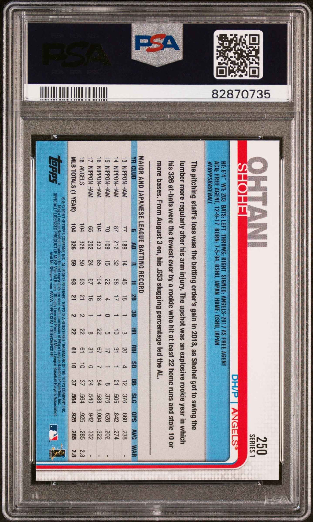 Graded 2019 Topps Complete Set Shohei Ohtani #250 All Star Game Rookie RC Baseball Card PSA 9 Mint