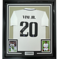 Framed Autographed/Signed Vini Vinicius Jr. 35x39 Real Madrid 2022-23 White Soccer Jersey Beckett BAS COA