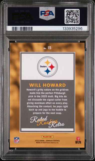 Graded 2025 Donruss Rated Rookies Retro Will Howard #15 Rookie RC Football Card PSA 10 Gem Mint