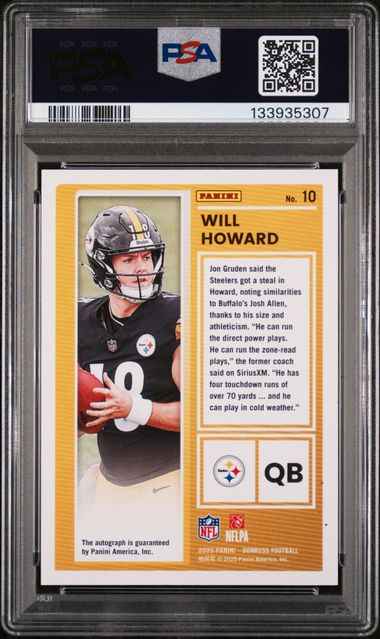 Graded 2025 Donruss The Rookies Autograph Will Howard #10 /299 Rookie RC Football Card PSA 10 Gem Mint