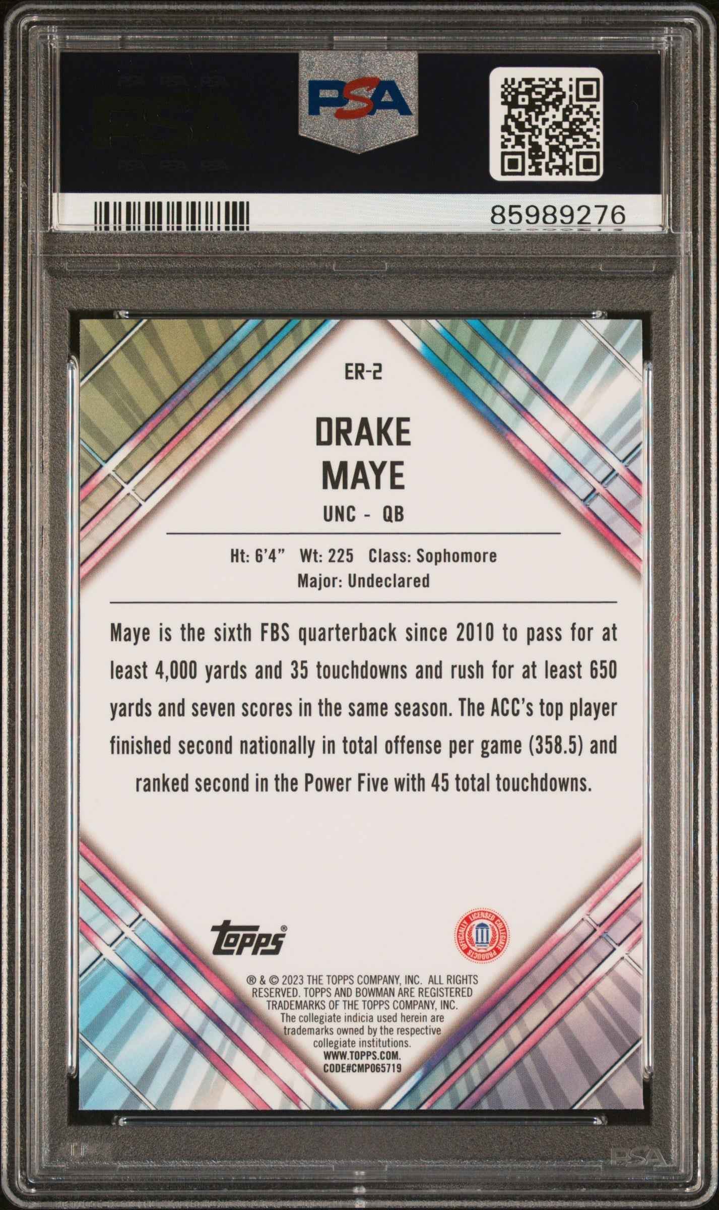 Graded 2023 Topps Bowman U Chrome Drake Maye #ER2 U/D Early Risers Rookie RC Football Card PSA 10 Gem Mint