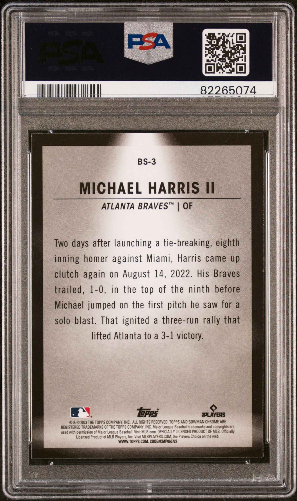 Graded 2023 Topps Bowman Michael Harris II #BS3 Spotlights Rookie RC Baseball Card PSA 10 Gem Mint