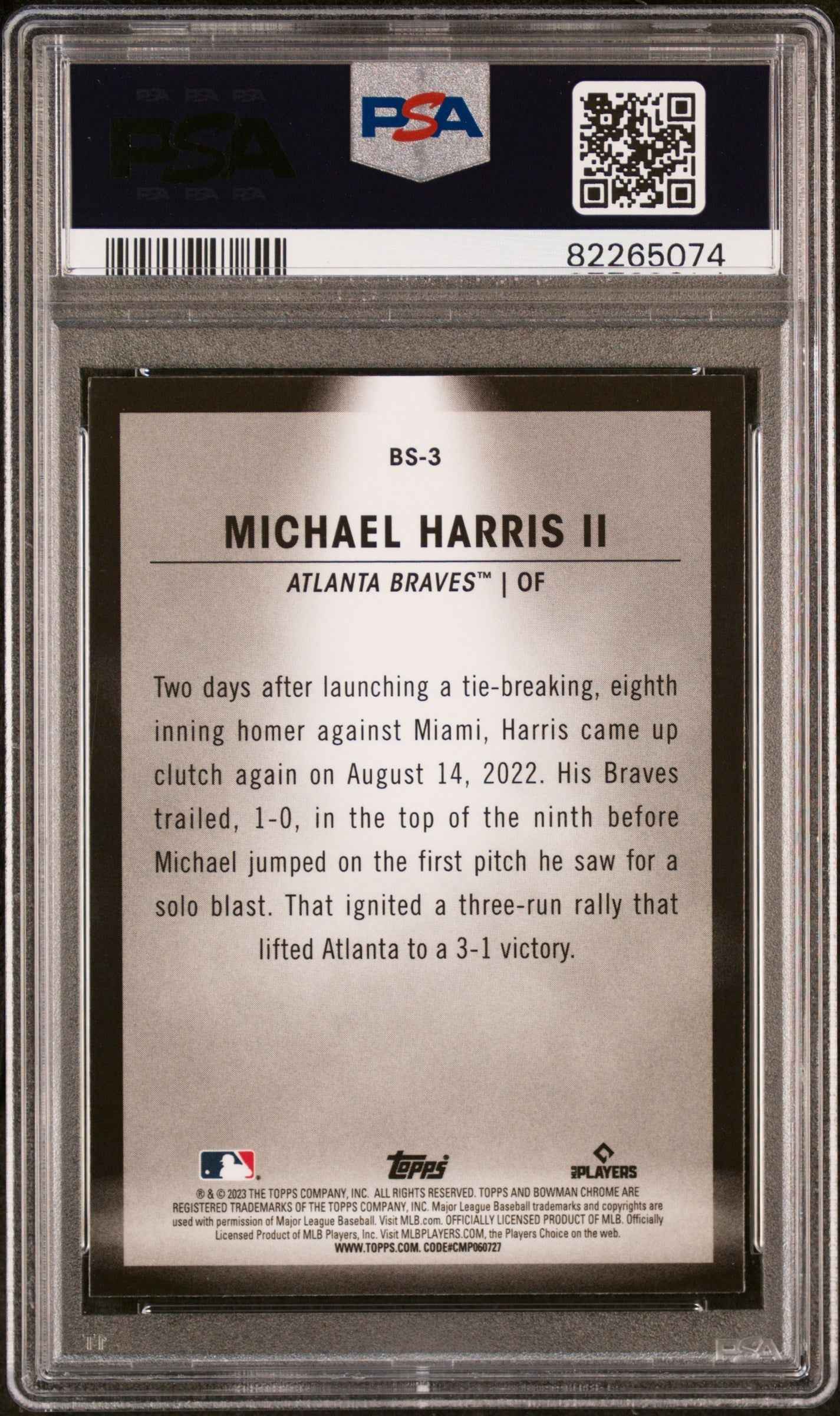 Graded 2023 Topps Bowman Michael Harris II #BS3 Spotlights Rookie RC Baseball Card PSA 10 Gem Mint
