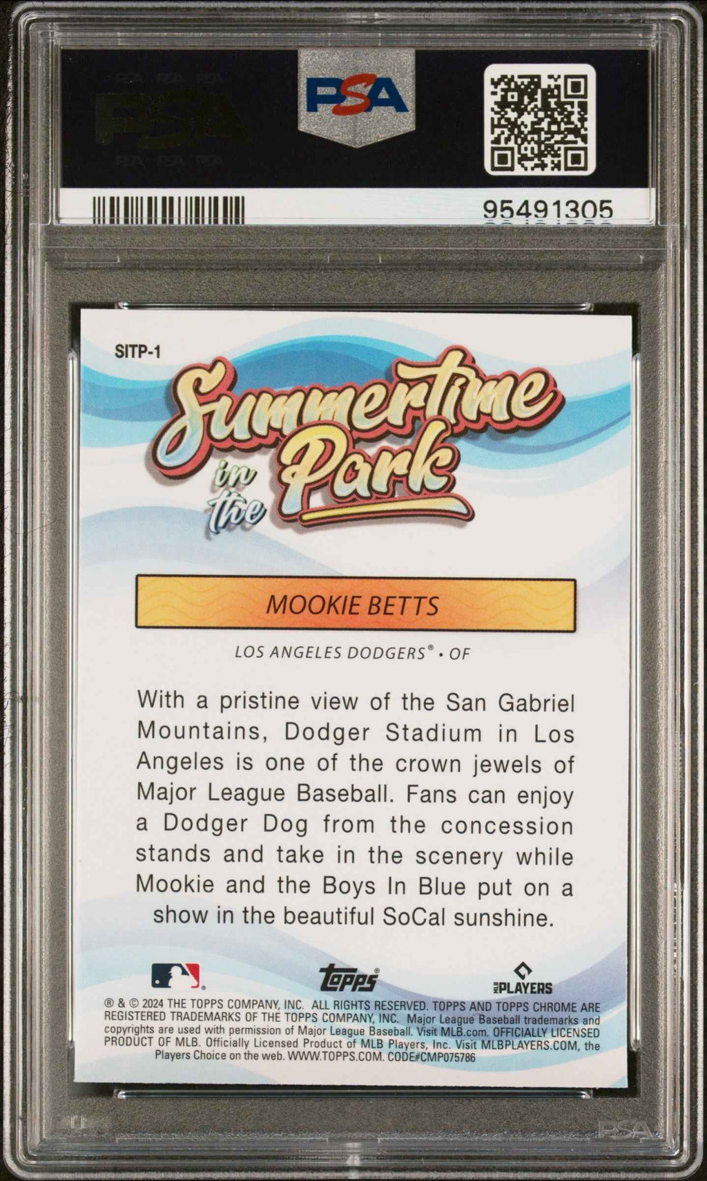 Graded 2024 Topps Chrome Mookie Betts #1 Summertime in the Park Baseball Card PSA 10 Gem Mint