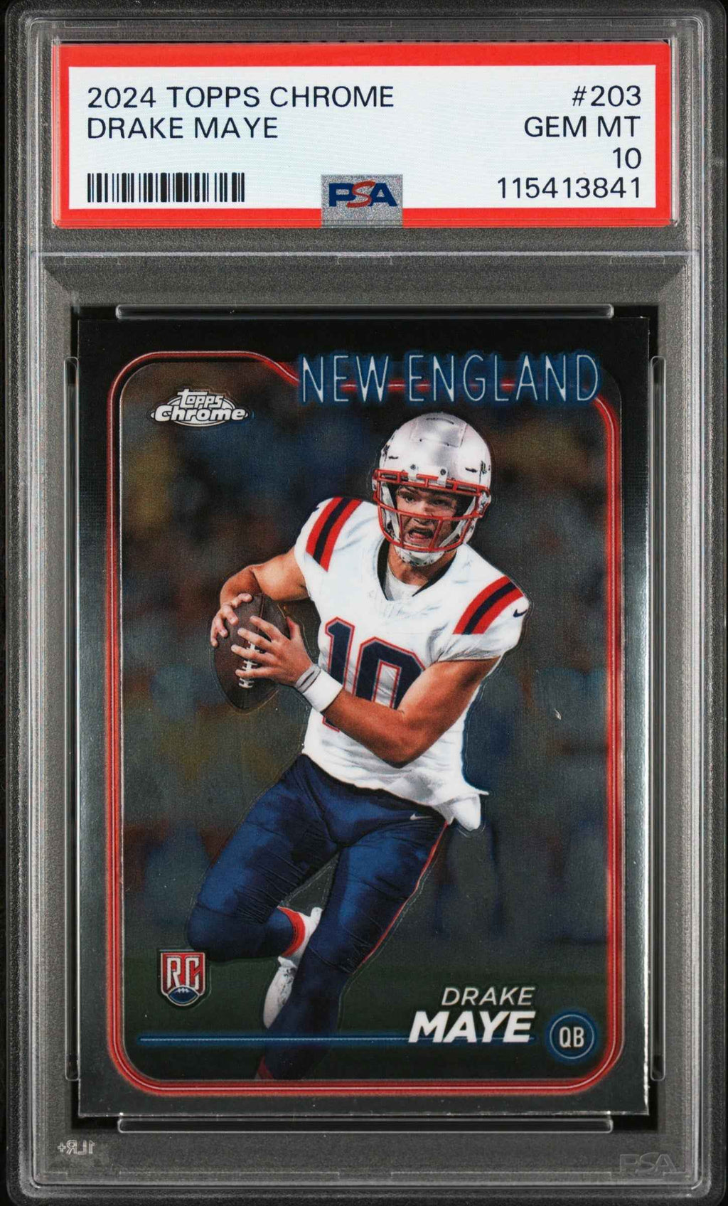 Graded 2024 Topps Chrome Drake Maye #203 Rookie RC Football Card PSA 10 Gem Mint