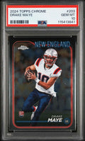 Graded 2024 Topps Chrome Drake Maye #203 Rookie RC Football Card PSA 10 Gem Mint