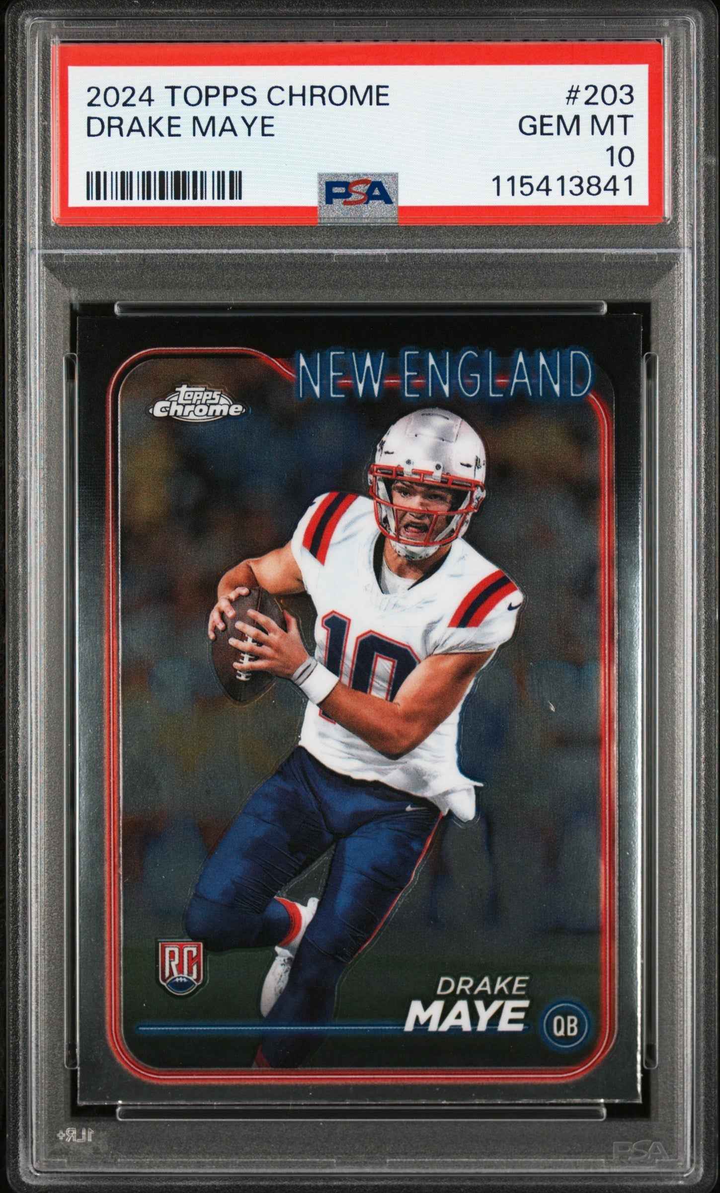 Graded 2024 Topps Chrome Drake Maye #203 Rookie RC Football Card PSA 10 Gem Mint