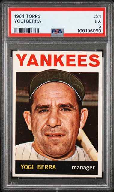 Graded 1964 Topps Yogi Berra #21 Baseball Card PSA 5 Excellent