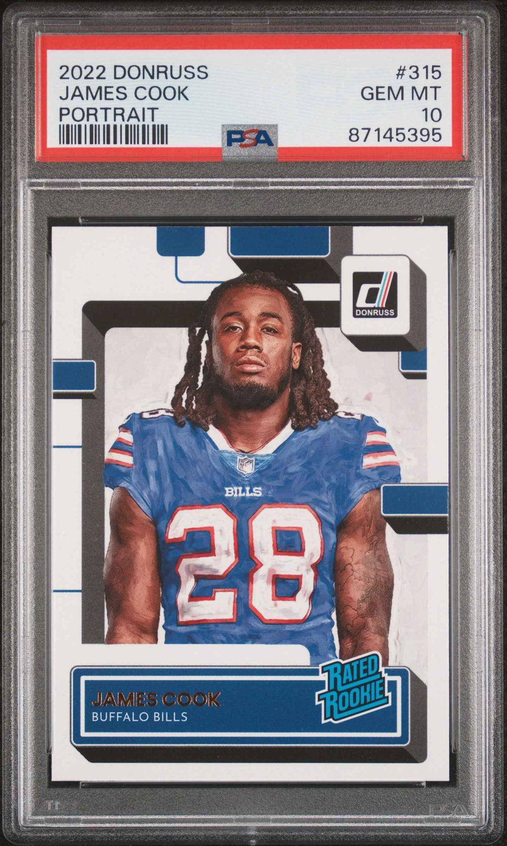 Graded 2022 Panini Donruss James Cook #315 Portrait Rookie RC Football Card PSA 10 Gem Mint
