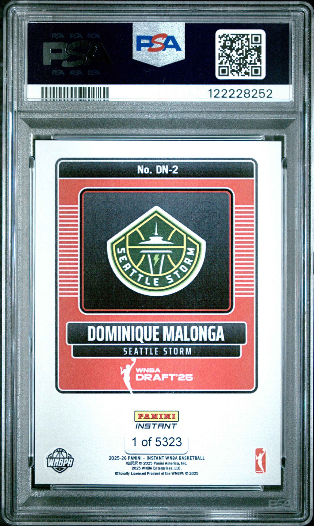Graded 2025 Panini Instant Dominque Malonga #DN2 Draft Night Rookie RC Basketball Card PSA 10 Gem Mint