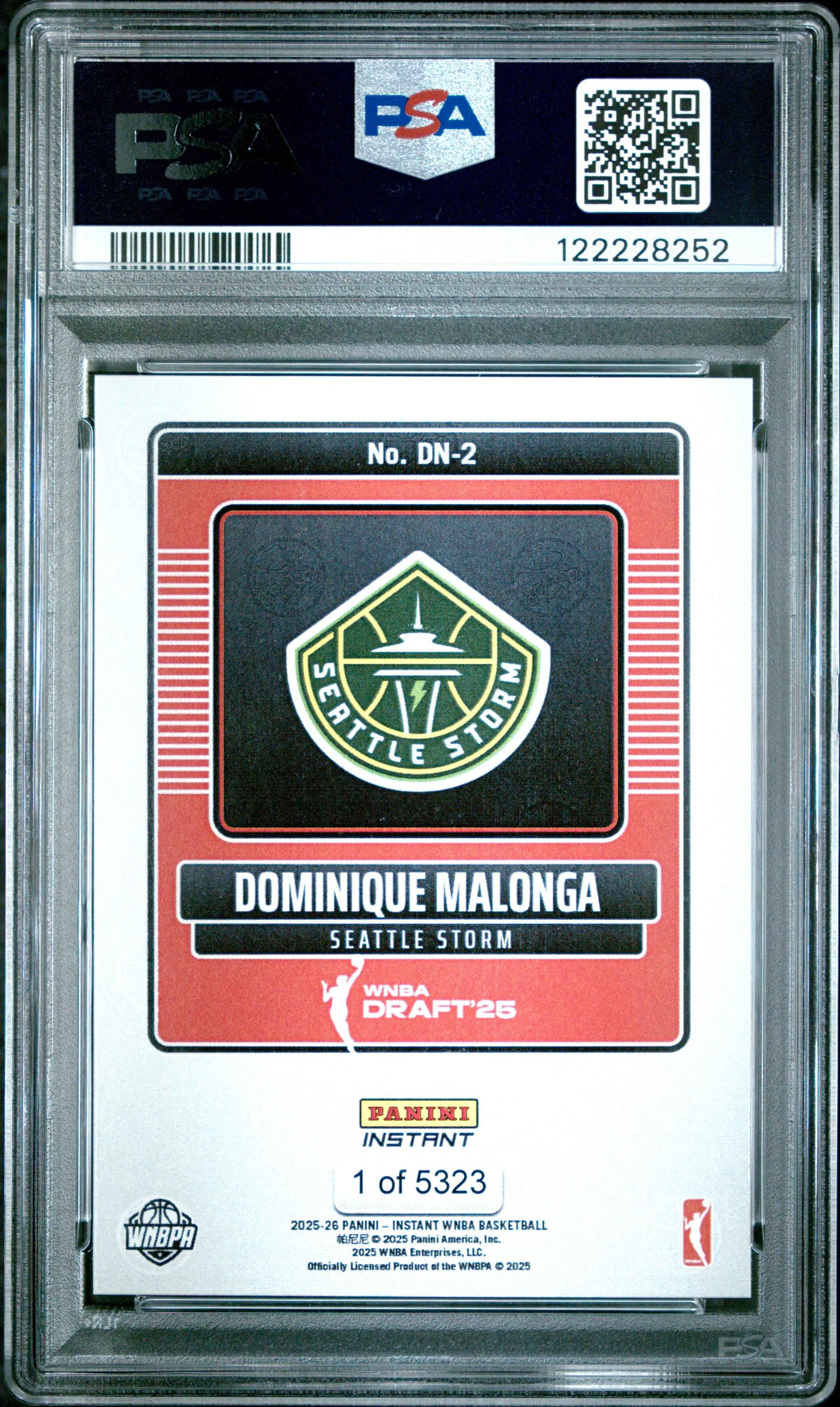 Graded 2025 Panini Instant Dominque Malonga #DN2 Draft Night Rookie RC Basketball Card PSA 10 Gem Mint