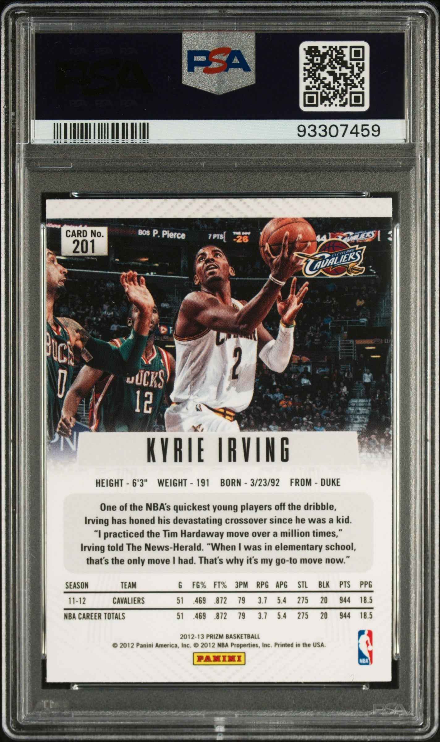 Graded 2012 Panini Prizm Kyrie Irving #201 Rookie RC Basketball Card PSA 10 Gem Mint