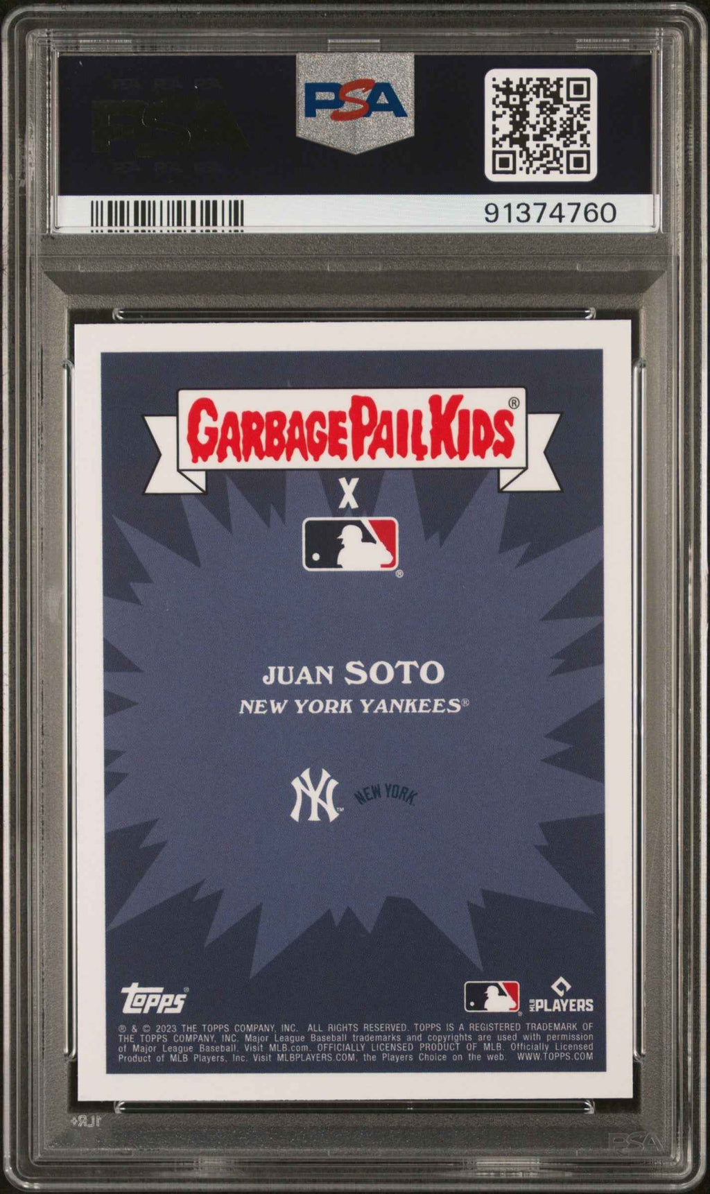 Graded 2023 Topps Garbage Pail Kids Juan Soto #15B Soto Shuffling Baseball Card PSA 10 Gem Mint