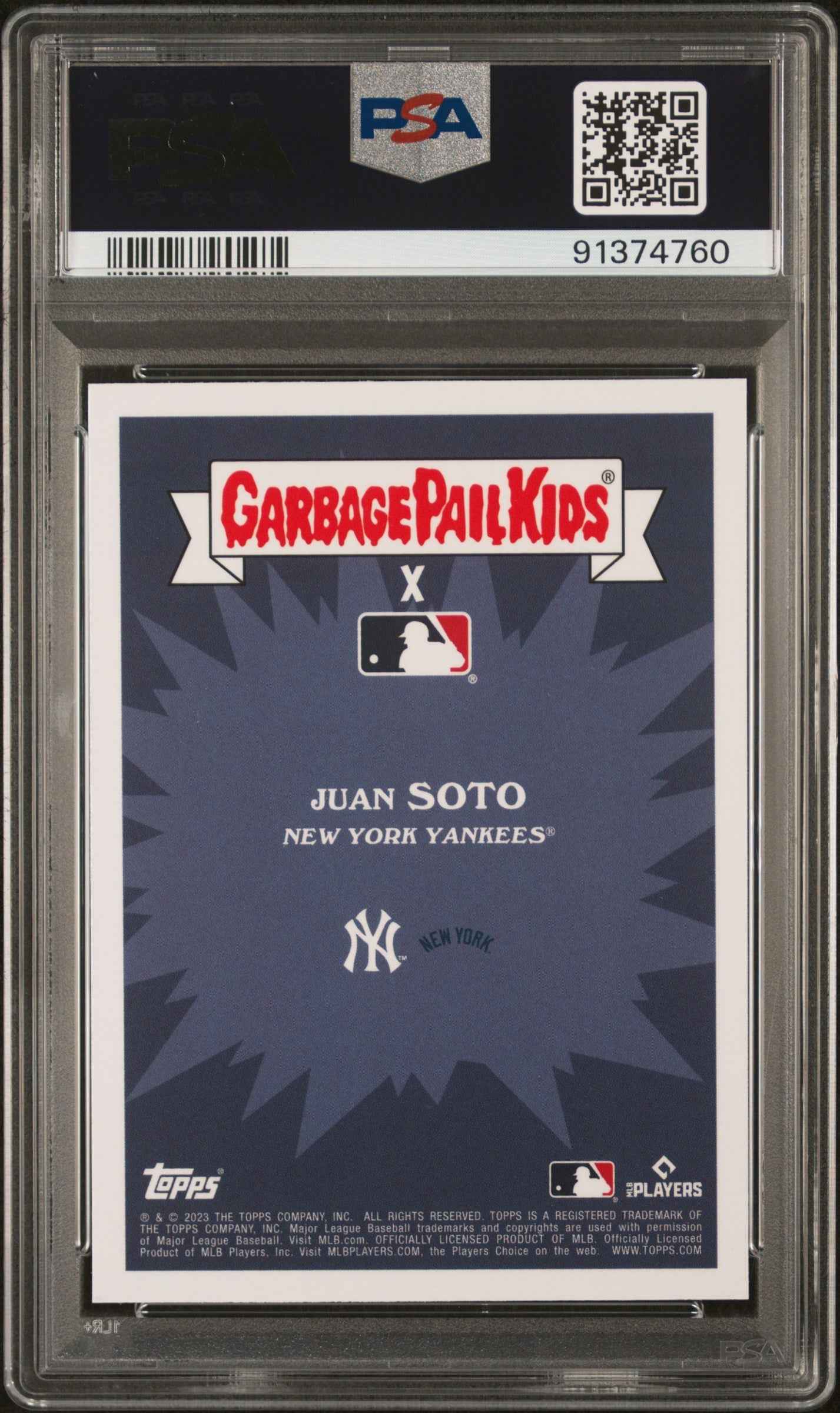 Graded 2023 Topps Garbage Pail Kids Juan Soto #15B Soto Shuffling Baseball Card PSA 10 Gem Mint