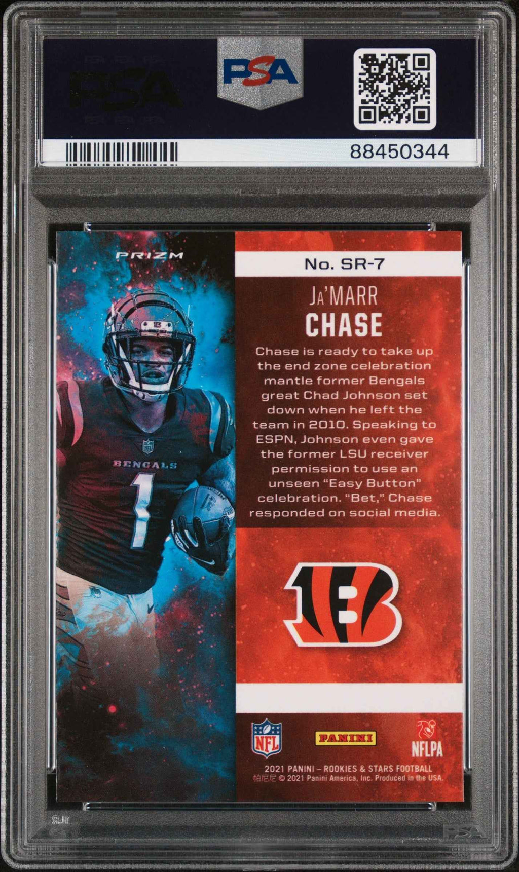 Graded 2021 Panini Rookies & Stars Ja'Marr Chase #SR7 Stellar Rookie Red Plaid Rookie RC Football Card PSA 10 Gem Mint
