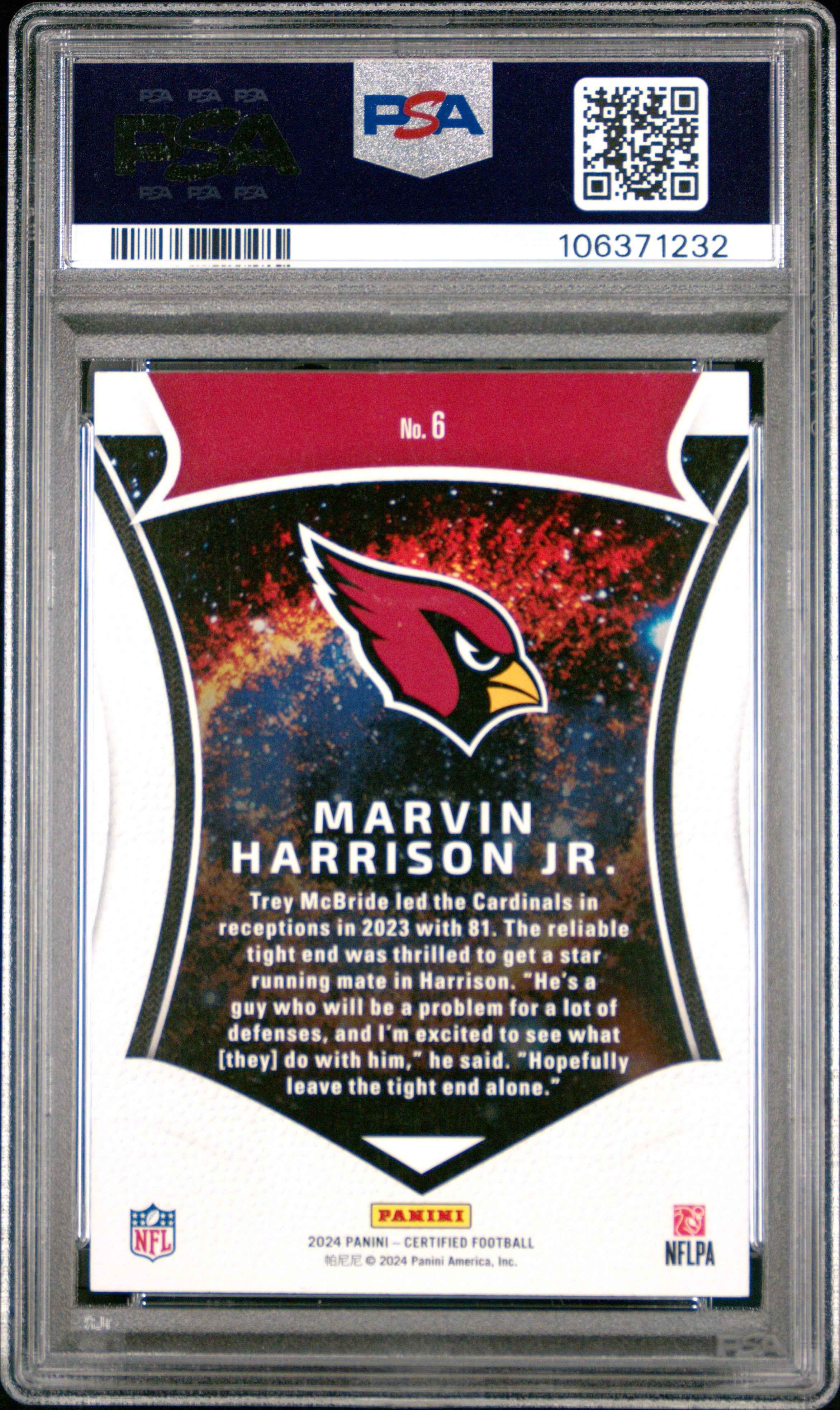 Graded 2024 Panini Certified Marvin Harrison Jr #6 Certified Rookie Mirror Bronze /299 Rookie RC Football Card PSA 10 Gem Mint