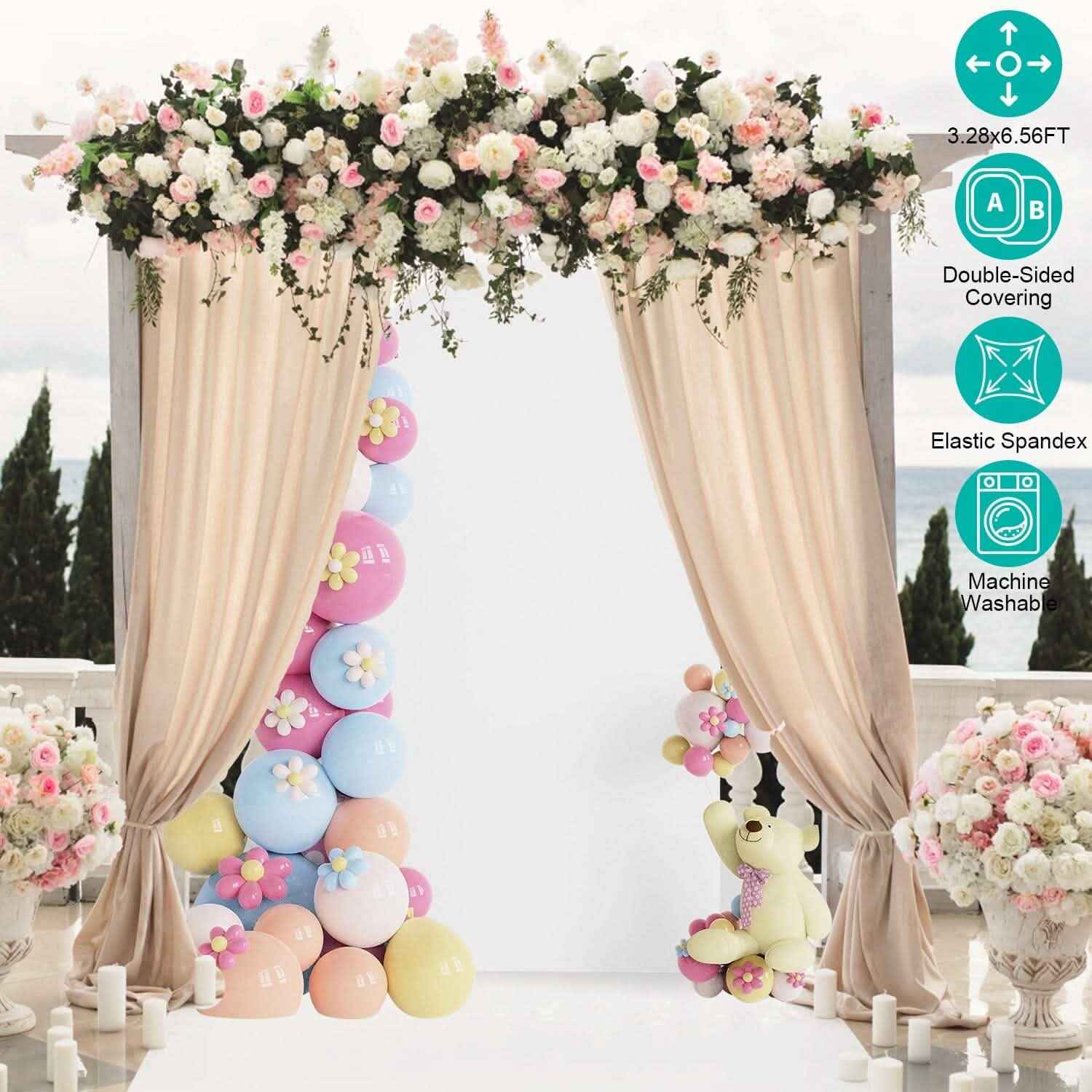 Arch Backdrop Stand Cover White Spandex Fitted Double-Sided Background Covering