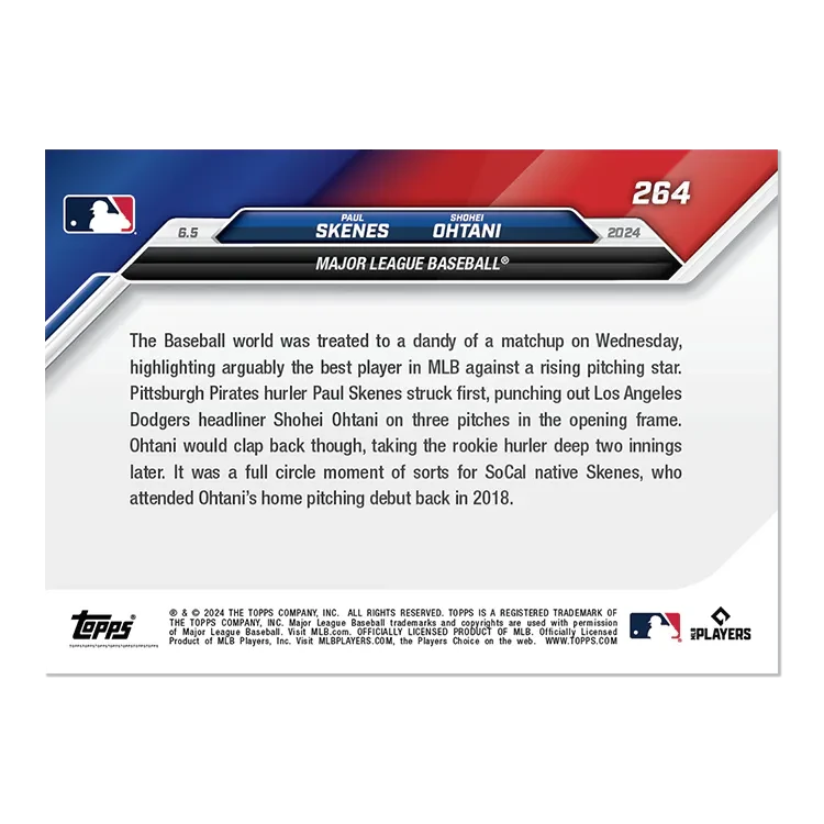 2024 Topps Now Paul Skenes/Shohei Ohtani #264 Purple #/25 Baseball Card