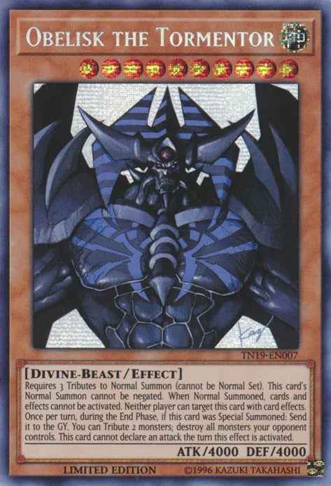 Obelisk the Tormentor [TN19-EN007] Prismatic Secret Rare
