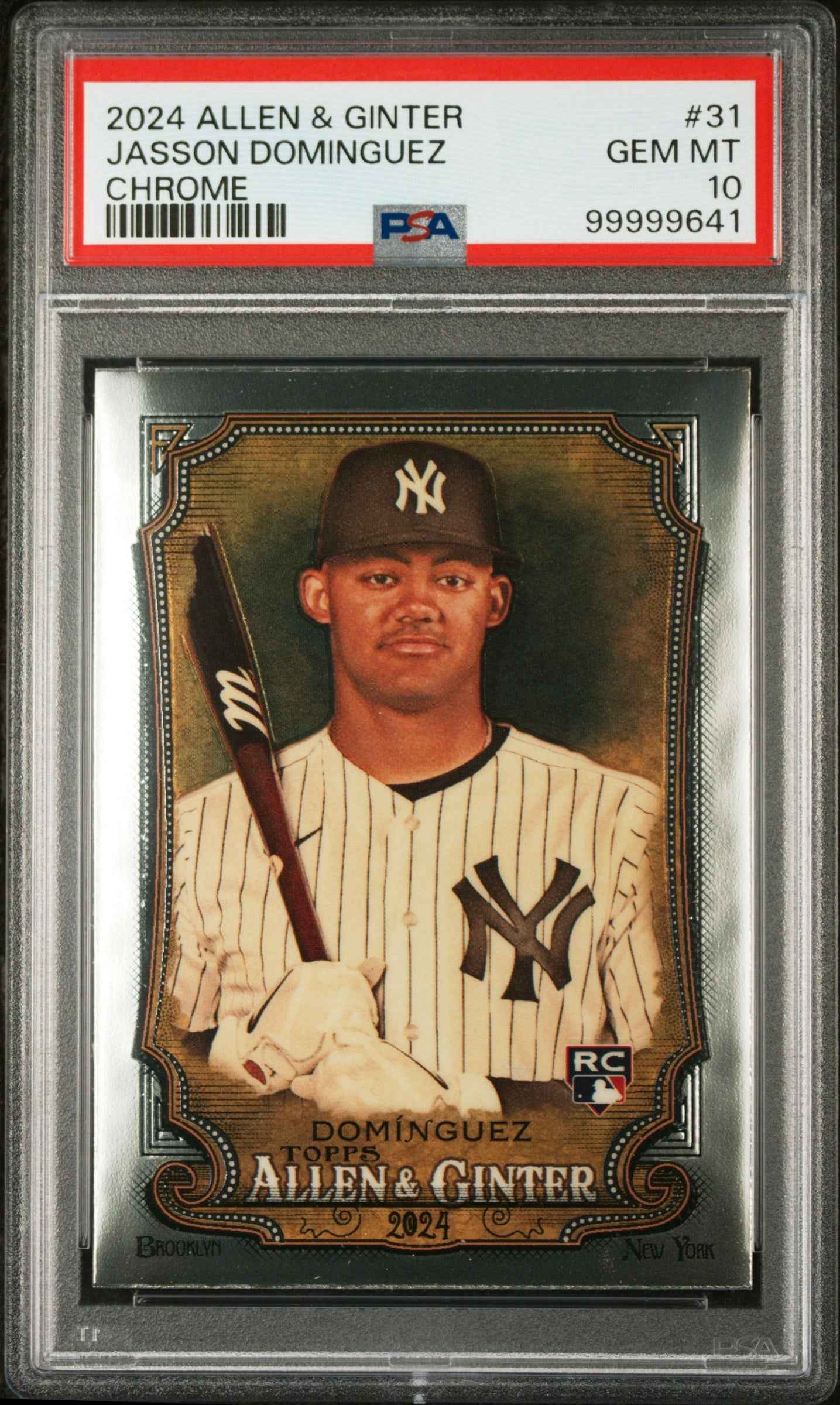 Graded 2024 Topps Allen & Ginter Jasson Dominguez #31 Chrome Rookie RC Baseball Card PSA 10 Gem Mint