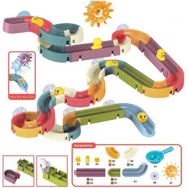 Baby Bath Toys DIY Marble Race Run Assembling Track