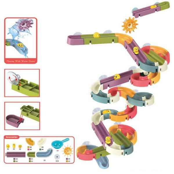 Baby Bath Toys DIY Marble Race Run Assembling Track