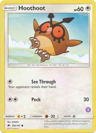 Hoothoot (106/147) (Deck Exclusive #1) [Sun & Moon: Trainer Kit - Alolan Sandslash]