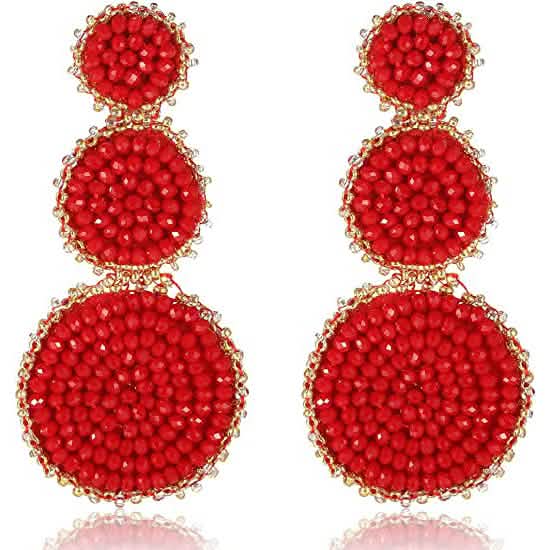 Beaded Drop Earrings Statement Seed Bead Earring